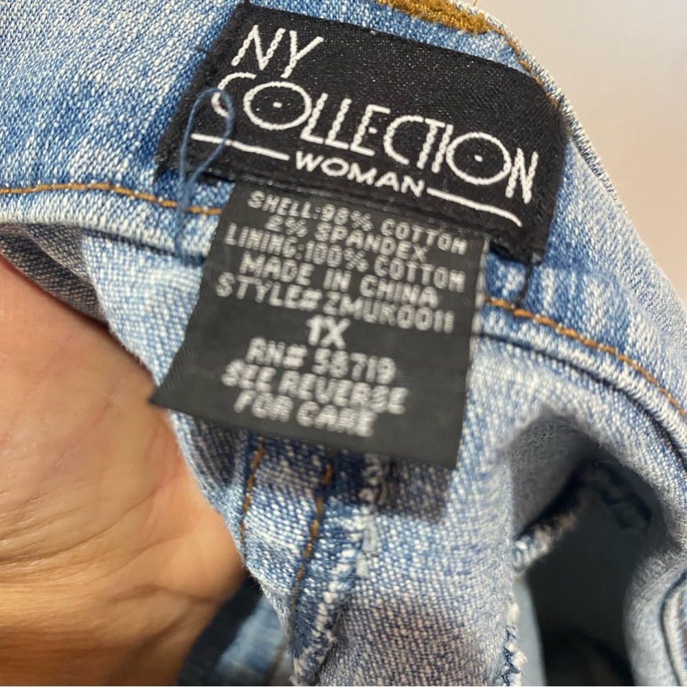 NY Collection Denim Mixed Media Tiered Skirt Womens Size 1X - Picture 6 of 6